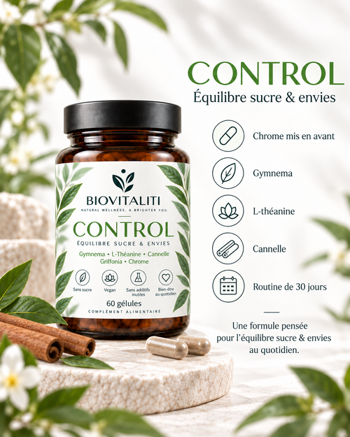 BIOVITALITI CONTROL - chrome, gymnema, L-théanine et cannelle