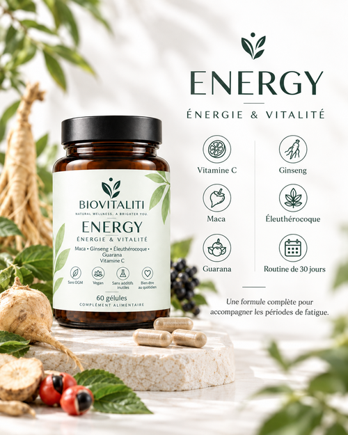 BIOVITALITI ENERGY - vitamine C, ginseng, maca, éleuthérocoque et guarana