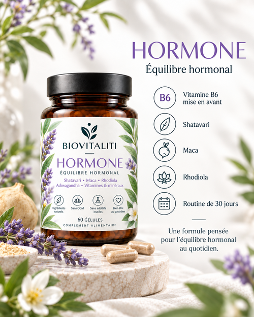 BIOVITALITI HORMONE - vitamine B6, shatavari, maca et rhodiola