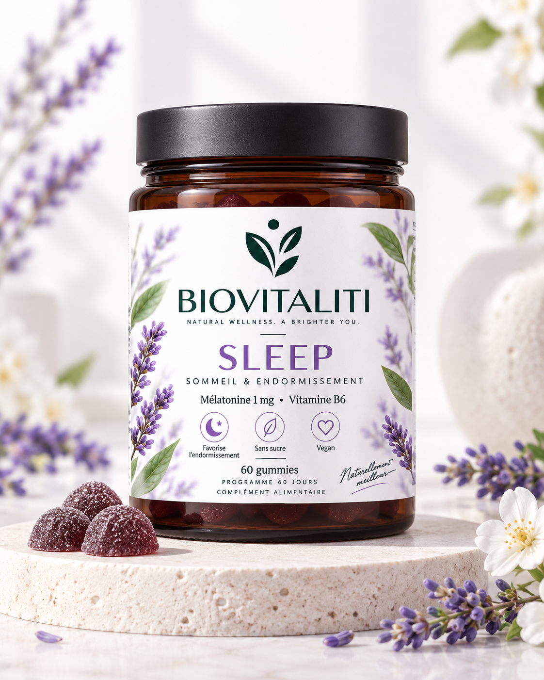 BIOVITALITI SLEEP - gummies sommeil à la mélatonine et vitamine B6