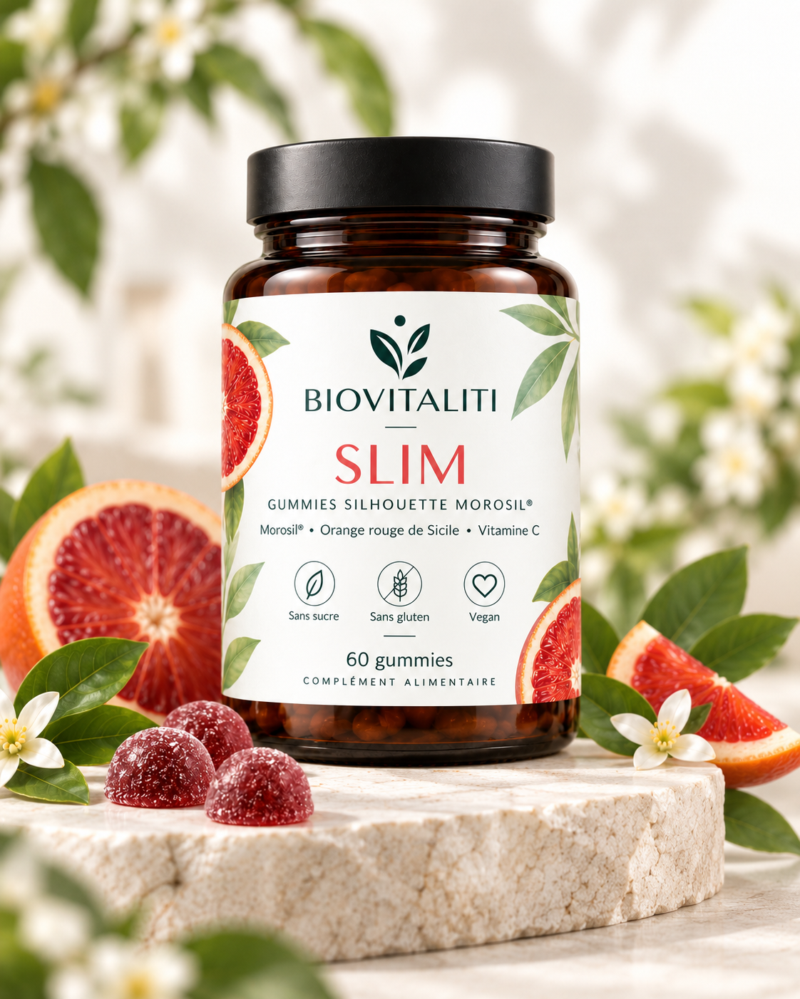 BIOVITALITI SLIM - gummies silhouette Morosil et orange rouge de Sicile